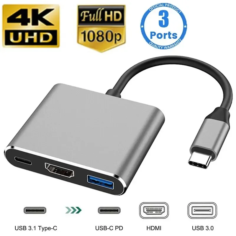 Type C Multiport Adapter - Type-C 3-in-1 Multiport Adapter for Switch/Phone/Computer